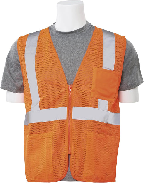 ERB Delta Plus WELS363P S363P Class 2 Zipper Mesh Vest with Pockets, Hi Viz Orange, X-Large...