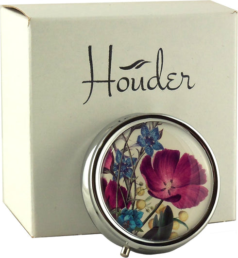 Designer Pill Box by Houder - Decorative Pill Case with Gift Box - Carry Your Meds in Style (Violets)...