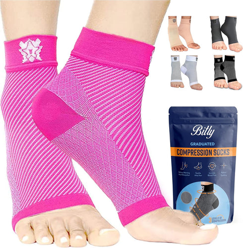 Bitly Plantar Fasciitis Compression Socks for Women & Men - Best Ankle Compression Sleeve, Nano Brace for Everyday Use - Provides Arch Support & H...