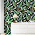 Tropical Green Leaves Wallpaper Peel and Stick Wallpaper Self Adhesive Removable Wallpapers Black Contact Paper for Cabinets Vinyl Countertops Wat...