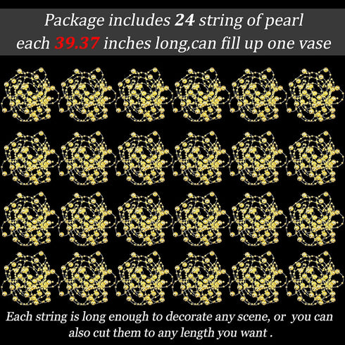 Tondiamo 24 Pcs Artificial Pearl String for Floating Candle Faux Pearls Beads String Party Garland Decoration for Vases Filler Wedding Centerpiece...
