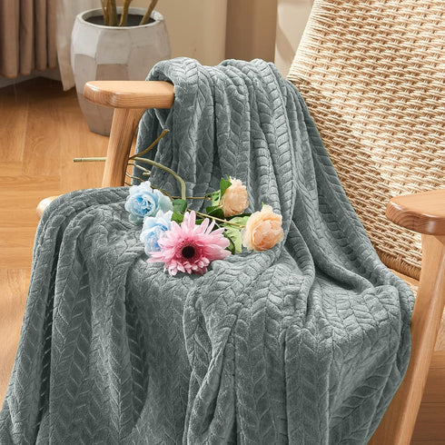 inhand Grey Leaves Pattern Throw Blanket for Couch, Super Soft Flannel Cozy Lightweight Fuzzy Blankets for Women, 50 x 60 Inches...