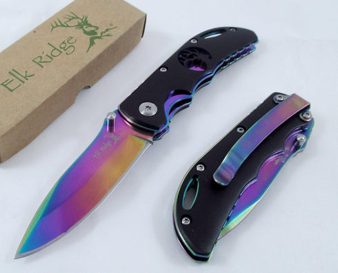 Wild Turkey Handmade Rainbow Frame with Black Overlay with Elk Cutout Knife...