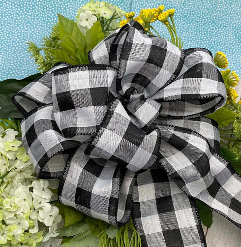 Value Ribbon Cambridge 2.5" X 50 YD Wired Buffalo Gingham Ribbon for Gift Wrapping, Black and White Plaid Ribbons for Crafts, Party Decorations an...