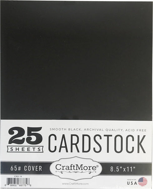 CraftMore Card Stock Paper Value Pack, 8.5 by 11 Inches, Black, 25 Sheets...