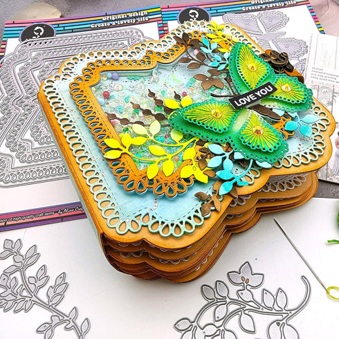 Alinacutle Teardrop Borders Nesting Frames Die Cut DIY Album Frames Metal Cutting Die for Handmade Card Making Scrapbooking Album Paper Craft Temp...