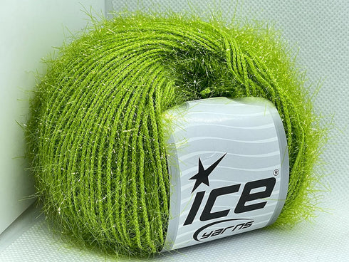 Spring Green Sparkle Soft - Ice Yarns Metallic Lurex Nylon Short Eyelash Yarn 50gr (1.76ounces) 140m (153 yards)......