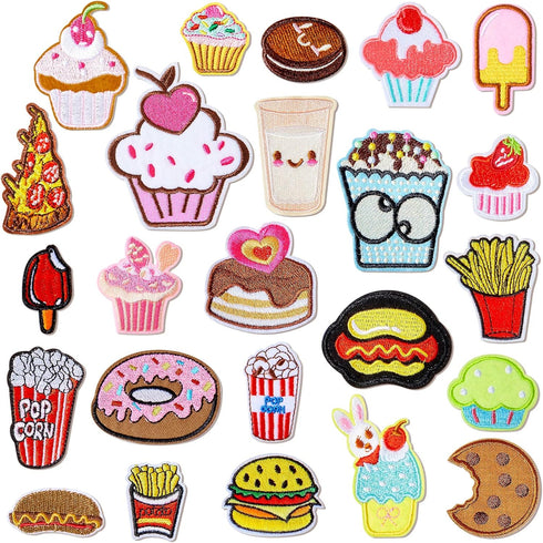 Waydress 24 Pieces Cupcake Embroidered Patches Iron on Patches Cute Colourful Patches for Clothing Sew on Patches for Jackets Backpacks Jeans Hats...