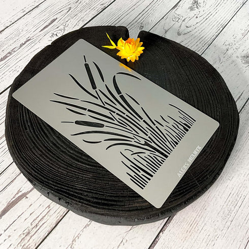 Aleks Melnyk No.279 Metal Stencil, Patterns, Bush Reeds, Small Stencil, 1 PC, Template for Wood Burning, Engraving, Crafting, Scrapbook, Art, Orna...