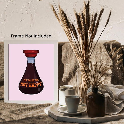 Posterizer 1 pcs-Soy Pun Funny Kitchen Sauce Art-Kitchen & Bar Art-GIft for Men Women Teens-Art for Cafe, Restaurant, Coffee Bar - unframed wall a...