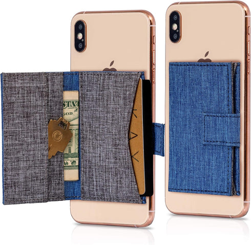 | Stick On Cell Phone Wallet and Card Holder for Phone Case | iPhone Compatible(Blue Grey)......