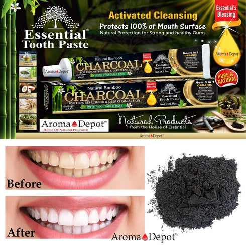 Organic Bamboo Charcoal Toothpaste 100% Natural Teeth Whitening 3 Pack Oral Care - 6.5 oz...