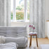 FMFUNCTEX Linen Semi Sheer Curtains for Bedroom and Living Room - Silver Foil 63 Inches Long, Metallic Print Grey Tree Panel for Windows, Light Fi...