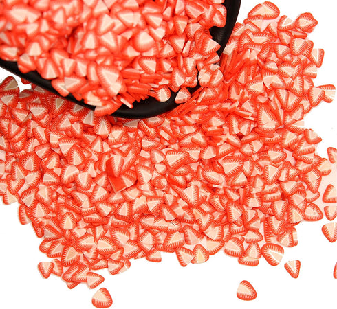 Strawberry Nail Art Slime Charms Slices, 120g/0.26LB Cute Design Tiny 3D Polymer Clay Fruit DIY Craft Supplies, Charms Glitter Making Decoration, ...