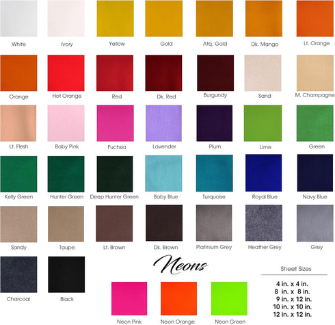 FabricLA Acrylic Felt Sheets for Crafts - Soft Precut 4" X 4" Inches (10cm X 10cm) Felt Squares - Use Felt Fabric Craft Sheets for DIY, Hobby, Cos...