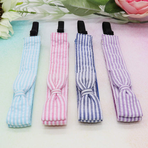 FROG SAC Adjustable Seersucker Striped Hairbands - Non-Slip Flat Bows for Girls & Kids, Cute Small Hair Accessories, Party Favors...