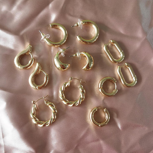 6 Pairs Gold Hoop Earrings for Women, 14K Gold Plated Huggie Hoop Earrings Set Hypoallergenic Lightweight Chunky Open Hoops Jewelry for Gift...