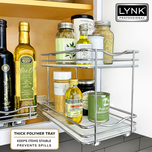 LYNK PROFESSIONAL® Pull Out Spice Rack Organizer for Inside Kitchen Cabinets - 6-1/4 inch Wide - Slide Out Drawer – Chrome Sliding Spice Cabinet O...