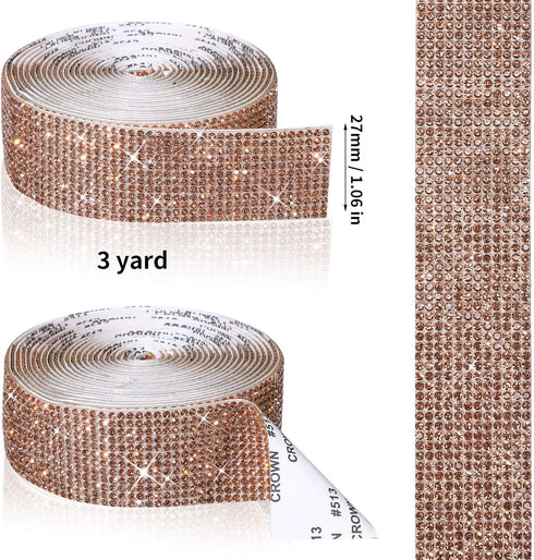 Self Adhesive Rhinestone Strips Diamond Bling Crystal Ribbon Sticker Wrap for Craft Jewel Tape Roll with 2 mm Rhinestones for DIY Car Phone Christ...