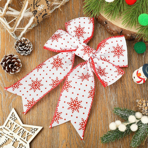 Whaline 36 Yards 6 Rolls Christmas Ribbon Red White Sripe Plaids Dot Wired Edge Ribbon Xmas Tree Candy Cane Snowflake Burlap Craft Ribbon for Xmas...