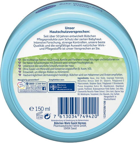 BUEBCHEN Wundschutz Baby Creme 150ml / 5.07 oz Anti-Sore Sore Protection...
