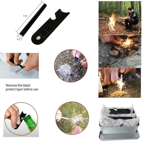 egreen Emergency Fire Starter Ferro Rod Striker Magnesium 6 Bags for Camping Hiking Bushcraft Survival Outdoor Hurricane + Free Tin Box...