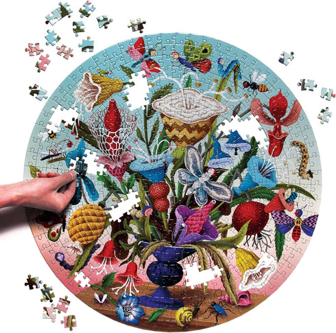 eeBoo: Piece and Love Crazy Bug Bouquet 500 Piece Round Jigsaw Puzzle, Jigsaw Puzzle for Adults and Families, includes Glossy and Sturdy Pieces...