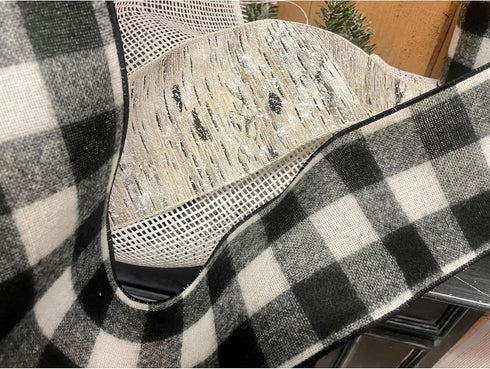 Lumberjack Ribbon,4" Wide x 10 Yards, Black White Buffalo Check Ribbon - Fuzzy Flannel : Lumberjack Party Supplies :...