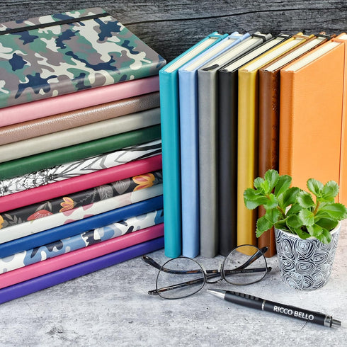 RICCO BELLO Classic College Ruled Notebook | Hardcover Lined Writing Journal for Work, Home, School | 192 Lined Pages, 5.7 x 8.4-Inches (Blossoms)...
