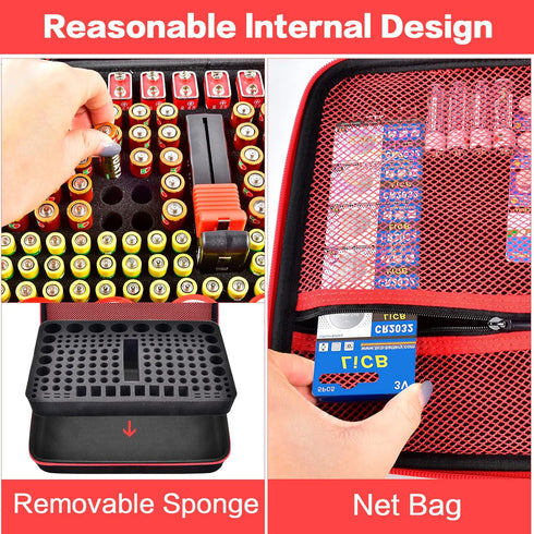 casmilee Battery Organizer & Storage Case with Tester for 162+ AA AAA 4A C D 9V 3V Lithium LR44 CR2 CR123 CR1632 CR2032 18650 Button - Batteries N...