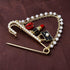 Gold Tone Crystal Pearl Chain Safety Pin Brooch Cardigan Hat Scarf Pin Brooch with Red Lip Charm...