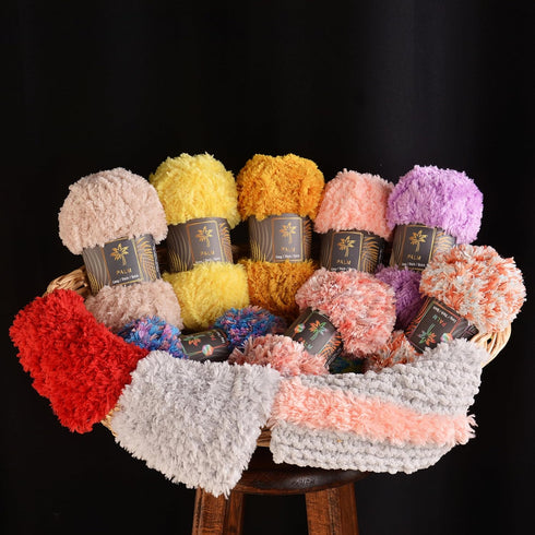 Palm 2 Skeins Super Soft Fur Yarn Chunky Fluffy Faux Fur Yarn Eyelash Yarn for Crochet Knitting Total Length 2 x 65m (2 x 71 yds, 100g x 2) Chunky...