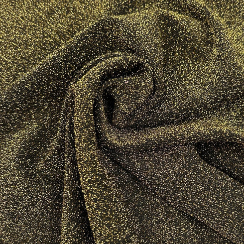 Texco Inc Solid 4-Way Stretch Poly Nylon Spandex Medium Weight Lurex Fabric Apparel Home DIY Projects, Black Gold 1 Yard...
