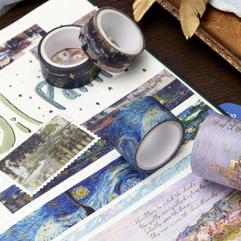 YUBX Landscape Washi Tape Set in Oil Painting Style 24 Rolls Scenery Drawing Masking Graphic Decorative Tapes for Arts, DIY Crafts, Journals, Plan...