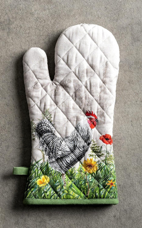 Maison d' Hermine Oven Gloves 100% Cotton Oven Mitt Heat Resistant BBQ Cooking Gloves with Loop, Grilling, Microwave, Handling Hot Pans, Basse Cou...