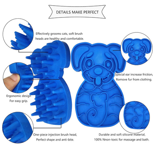 KIRTI Groom Brush,Massag Brush for Dogs, Cats, Small Animals and Pets with Short Hair Grooming Bathing Massaging and Deshedding Silicone Brush,Sof...
