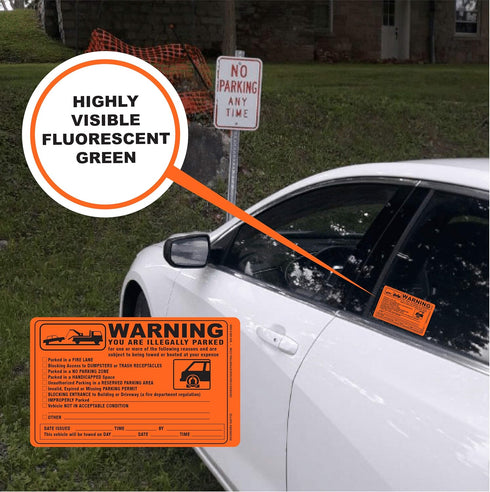 Parking Violation Sticker - Vehicle Illegally Parked Tow Notice - Parking Violation Notice - No Parking Warning Stickers - 5.5 x 7.5 Hard to Remov...