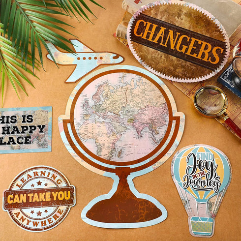 70 Pieces Travel Decor Cutouts Travel The Map Mini Bulletin Board Classroom Travel Theme Party Decoration Educational Wall Decor for Kids Classroo...
