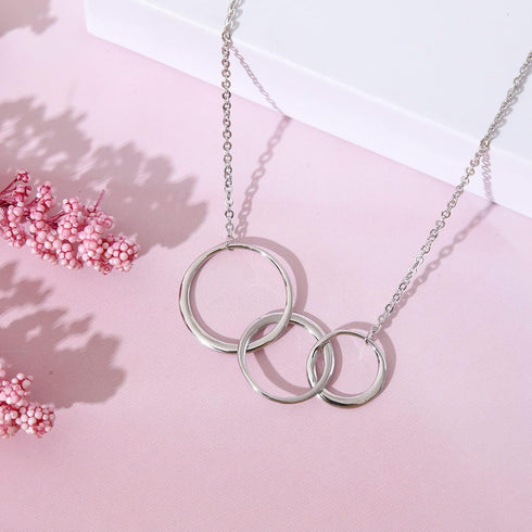 ALoveSoul Mother 2 Children Necklace - Sterling Silver Three 3 Interlocking Infinity Circles Necklace Birthday Gift for Mom...