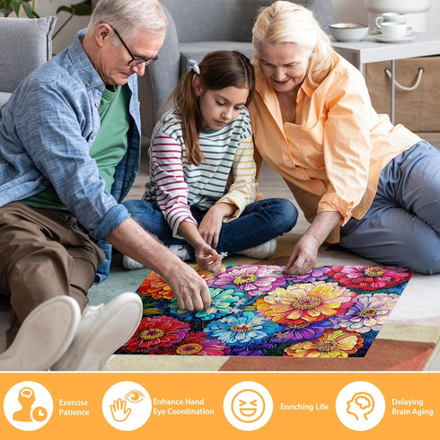 500 Piece Puzzle for Adults Puzzle Flowers, Recycled Cardboar Jigsaw Puzzles 500 Pieces Children Elderly, Family Activity Game Great Gift for Mom ...