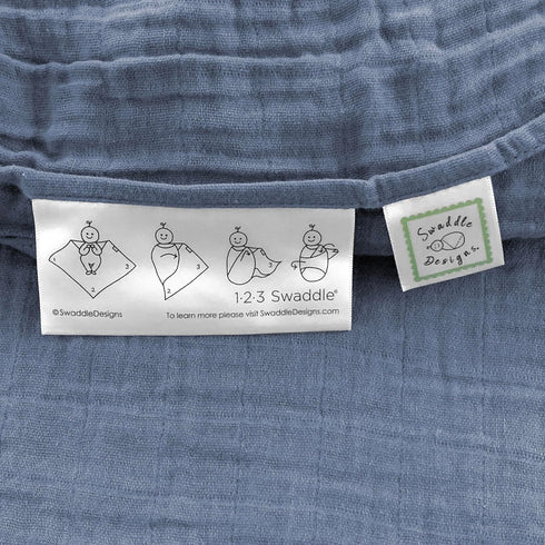 SwaddleDesigns Cotton Muslin Swaddle Blanket, Receiving Blanket for Baby Boys & Girls, Best Shower Gift, 46x46 inches, Denim...