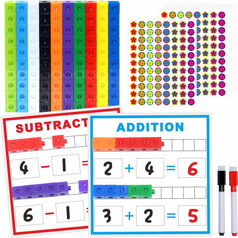 SpriteGru Math Linking Cubes, Math Cubes Manipulatives with Activity Cards Linking Cube Math Counters for Kids Kindergarten Learning Activities...