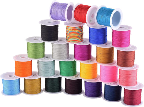 KONMAY Nylon Bracelet Making String, 12 Rolls 0.4mm Mixed Thin Nylon Beading Thread, Braided Chinese Knotting Cord for Jewelry Making Beading and ...