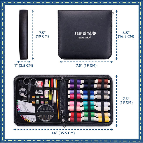 ARTIKA Sewing Kit for Adults and Kids - Small Beginner Set w/Multicolor Thread, Needles, Scissors, Thimble & Clips - Emergency Repair and Travel K...