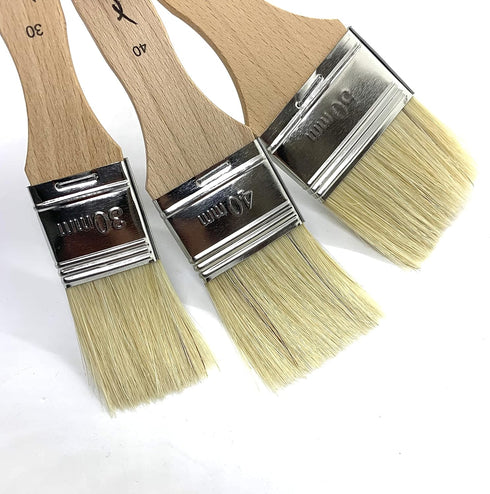 XDT#2827 Hake Artist Paint Brush 3 Piece Set, Hog Bristle Paint Brush for Acrylic Painting, Flat Brushes for Art, Wall and Craft Painting, Acrylic...