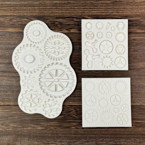 3 Pieces Steampunk Style,Gear,Clock Wheel,Cogs, Collection,Fondant,Sugar Craft,Cake Decorating,Molds, Epoxy Resin Silicone,Baking DIY,Cookie,Craft...