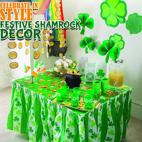 St. Patrick's Day Shamrock Tissue Hanging Decor (Set of 3) Seasonal Party Decor...