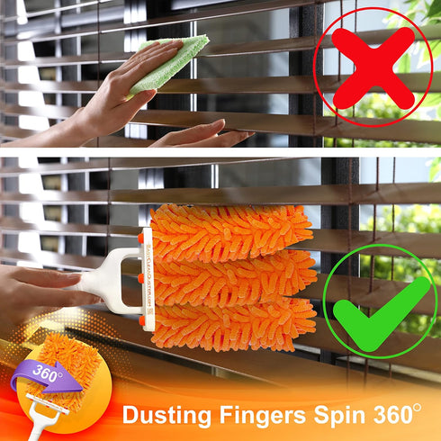 EasyClean Microfiber Duster for Blinds - Multi-Surface Microfiber Dusters for Cleaning - Blind Cleaner Duster Tool - Baseboard Cleaner Tool with H...