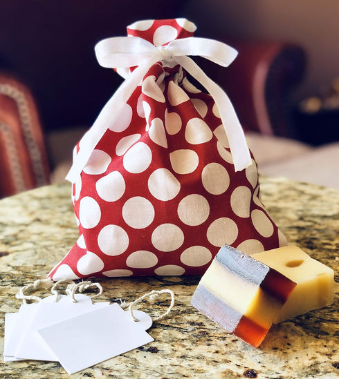 100% Cotton Gift Bags (Standard Set, Red), Set of 5 bags: three 16"x12" and two 10"x8"...