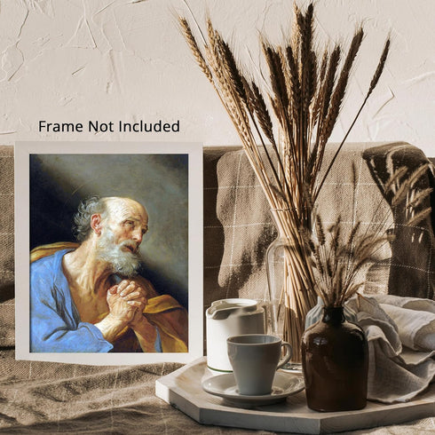 Posterizer 1 pcs-The Penitent Saint Peter c. 1637 painting poster-Religious Posters-Gifts for Christians -Decor for Church, Sunday School Classroo...